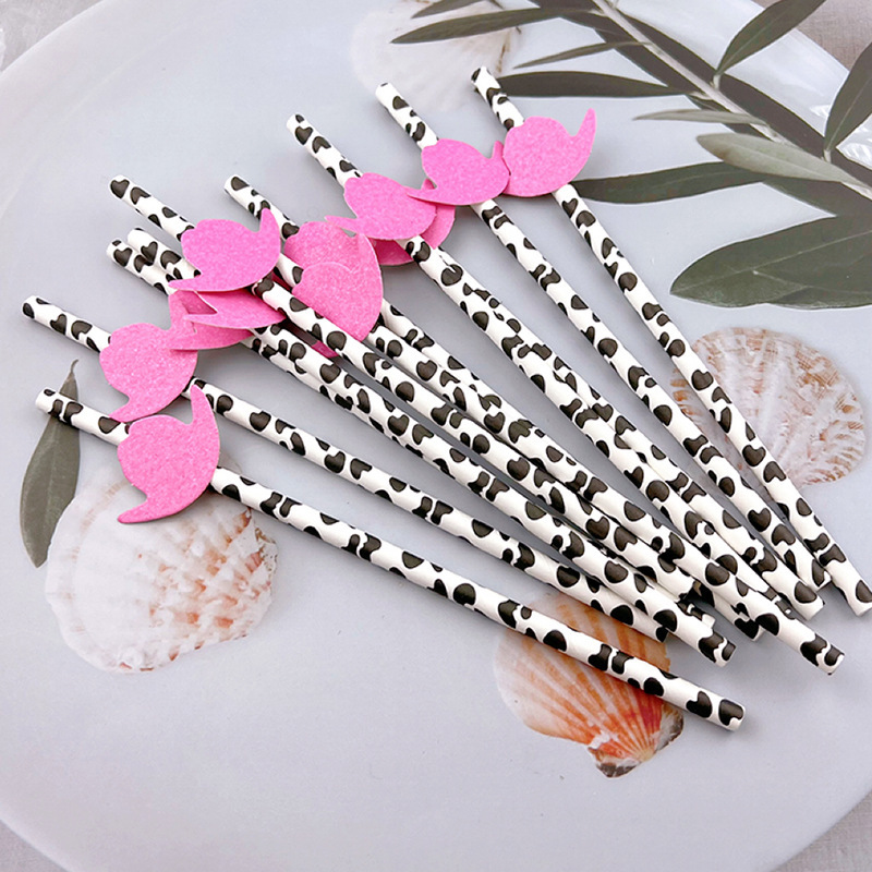 Spot sombrero de copa rosa pajita de papel desechable degradable fiesta decoración creativa jugo pajita a juego