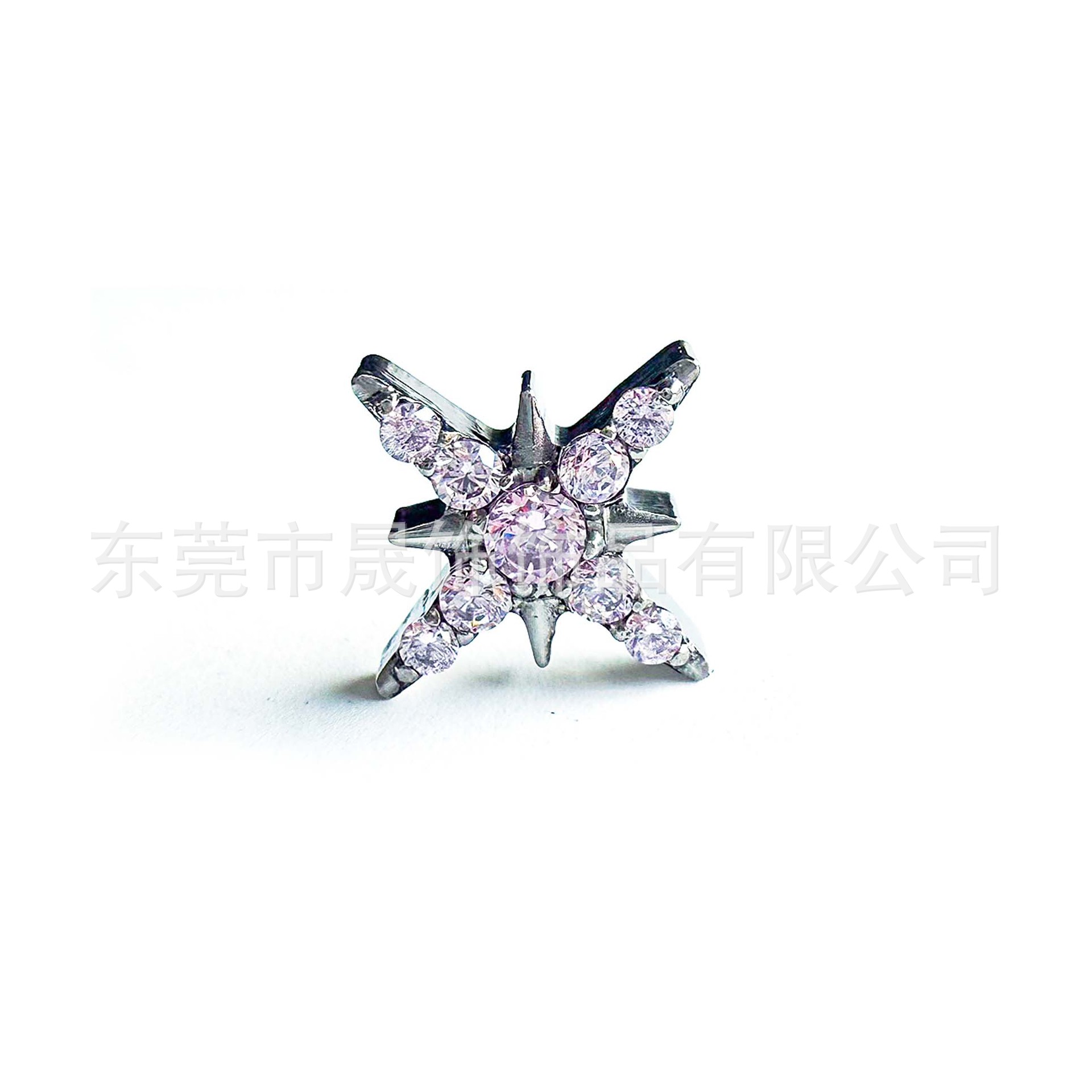 F136 Titanium 满 Diamond 八芒 Star Ear Stud 北极 Star Helix Cartilage Stud G23 Implant Grade Titanium Internal Thread Labret Stud Piercing Jewelry