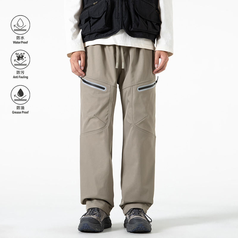 Outdoor Straight-Leg Wide-Leg Pants for Men, Autumn and Winter American-Style Windproof and Waterproof Hiking Sports Pants, Trendy Tie-Dye Casual Pants