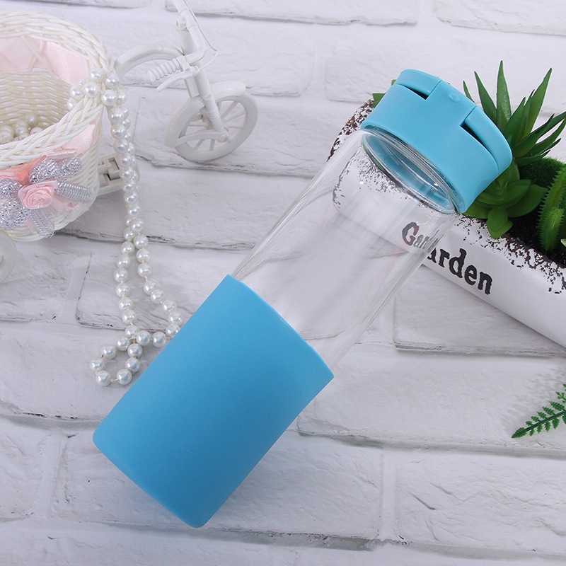 Tazas de cristal de comercio exterior simple tazas de agua portátiles de moda creativas tazas de silicona