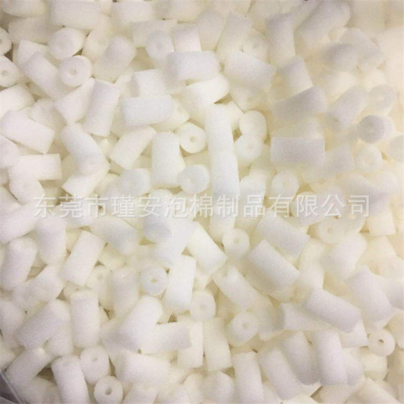 东莞批发透气通风过滤海绵塞聚氨酯发泡PU棉爆破颗粒小圆柱白色