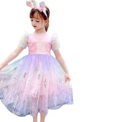 Christmas children's clothes Elsa princess dress girls rainbow unicorn dress ice and snow Elsa new skirt