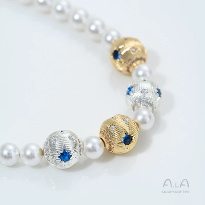 Zərgərlik ara hissələri, Beads 14K Gold-Plated Color-Preserving Zircon-Inlaid