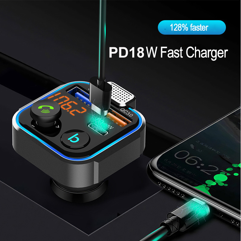 Bluetooth Player U Disk 5-way Rocker Music Atmosphere Light Fm Transmitter BT23 Car MP3