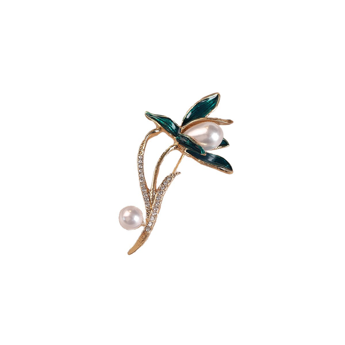 Dekorative Filigranbrosche Mit Emailleblumen Und Erbstückkristall_voghion.com