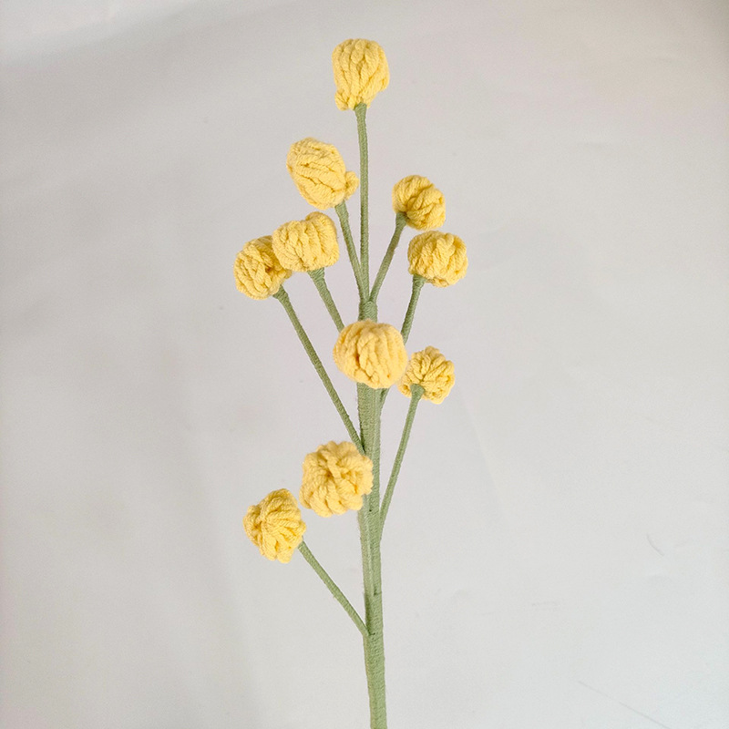 Ramo de flores eternas tejidas a mano multicolor acabado flor falsa Ramo de frutas pequeñas tejidas a todo fósforo de lana con hierba