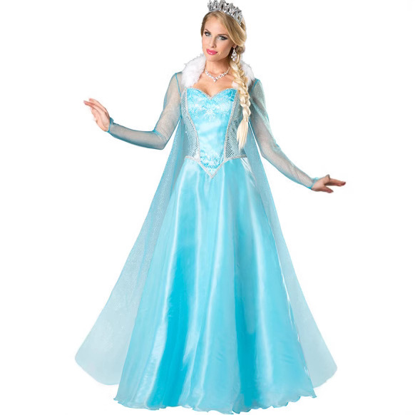 Halloween Princess Dress Adult Costume Frozen Elsa Cosplay Masquerade Ball