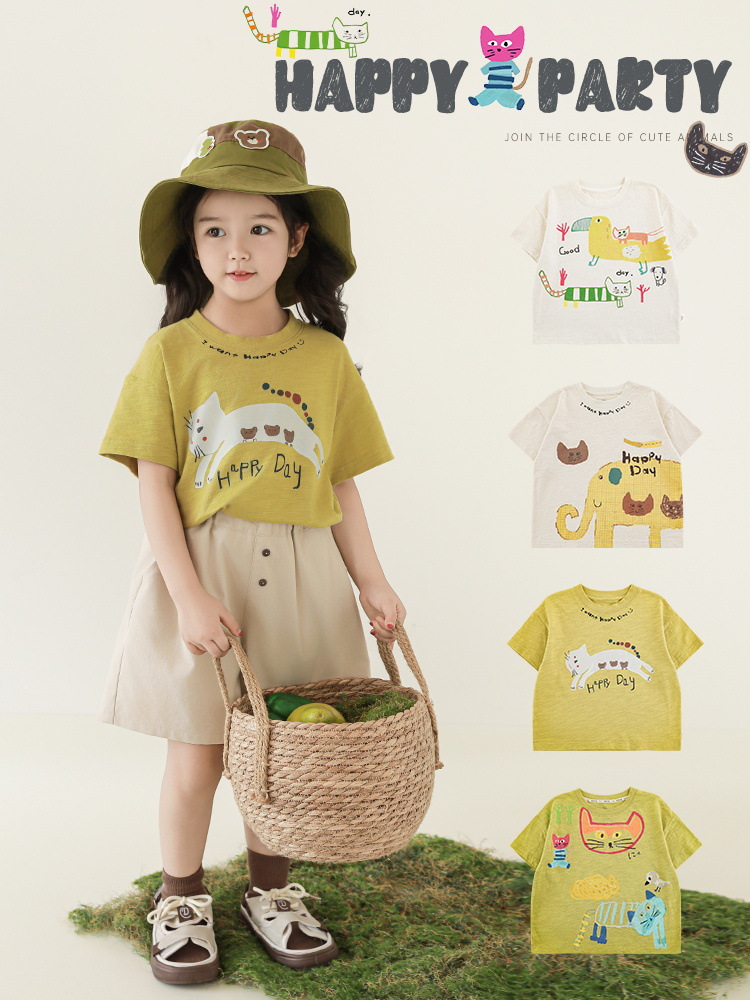 Refreshing cartoon summer cute short sleeve T-shirt