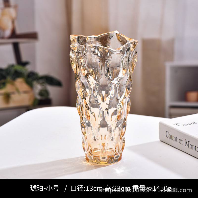 Nórdico creativo ondas vasos de vidrio transparente flores hidropónicas caseras rosa lirio sala de estar decoración floral de suelo