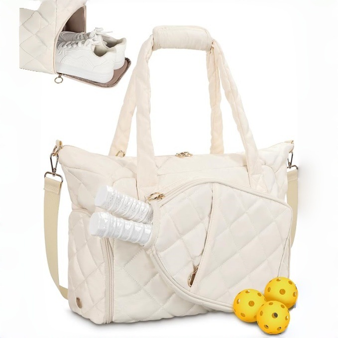 Cross-border new women's pickleball bag with shoe compartment, large size for pickleball racket storage, and fence hook