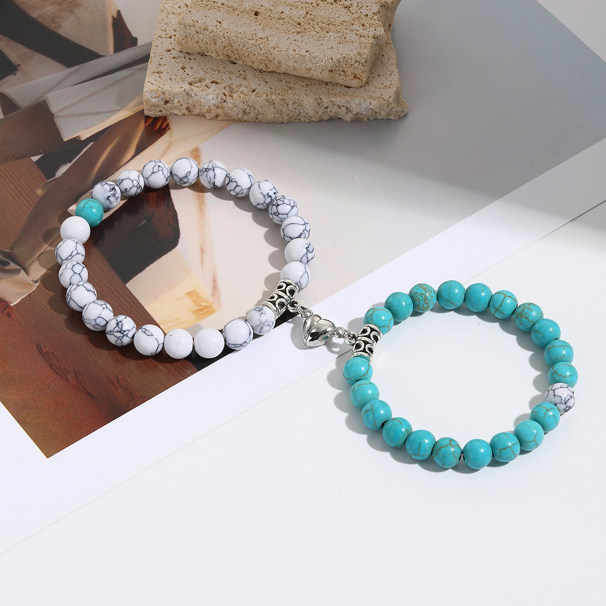 Basic Modern Style Classic Style Rainbow Heart Shape Turquoise Stone Beaded Unisex Bracelets display picture 27