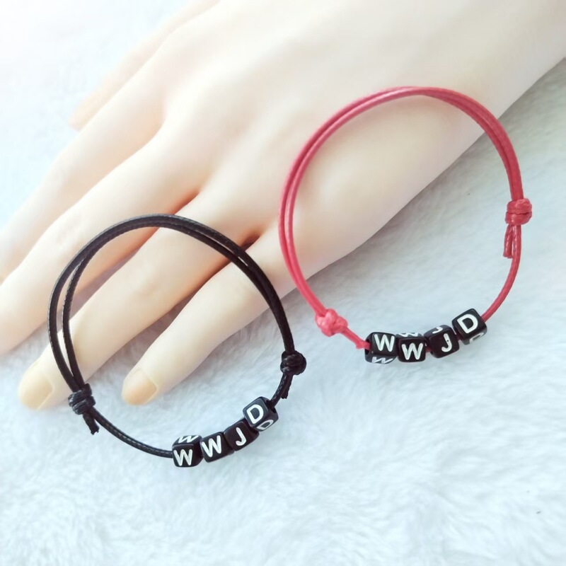 New foreign trade hand-woven adjustable bracelet WWJD letter English hand rope friendship transfer bracelet gift New foreign trade hand-woven adjustable bracelet WWJD letter English hand rope friendship transfer bracelet gift