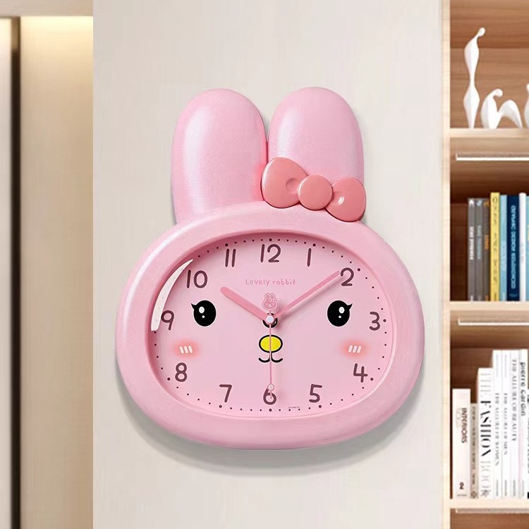 Reloj de pared de dibujos animados de conejo sala de niños sala de estar moda reloj de pared dormitorio nuevo reloj silencioso 2023