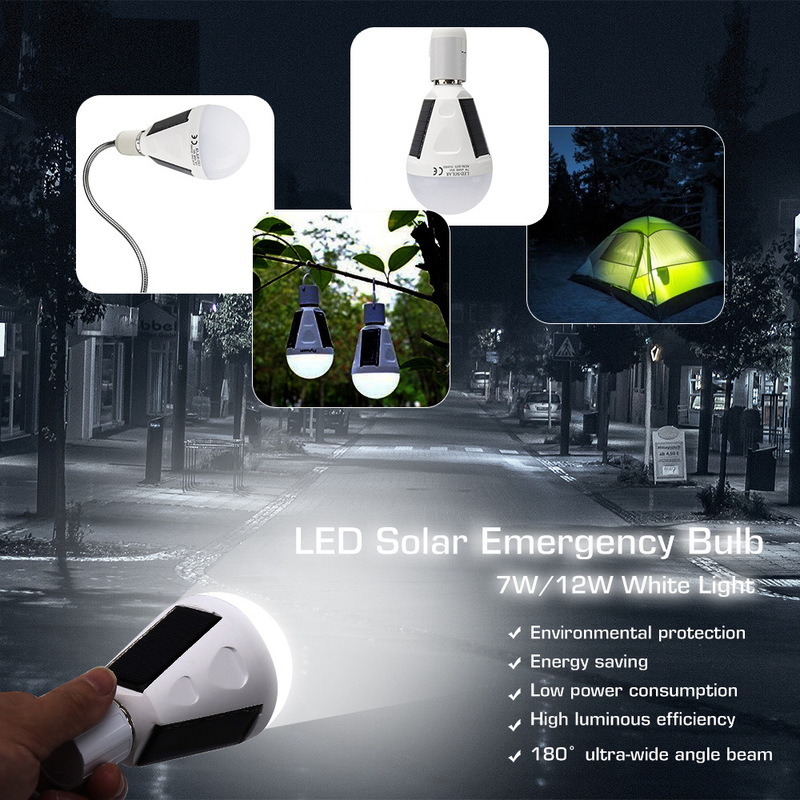 太阳能LED应急灯泡 7W12W地摊照明灯户外露营防水太阳能应急灯|undefined
