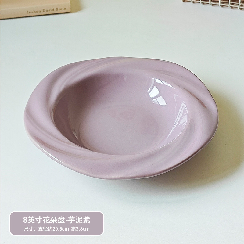 インスタ映えする可愛い陶器食器、高級感のあるプレート、皿、パスタ皿、洋食皿、家庭用高級デザート皿|undefined