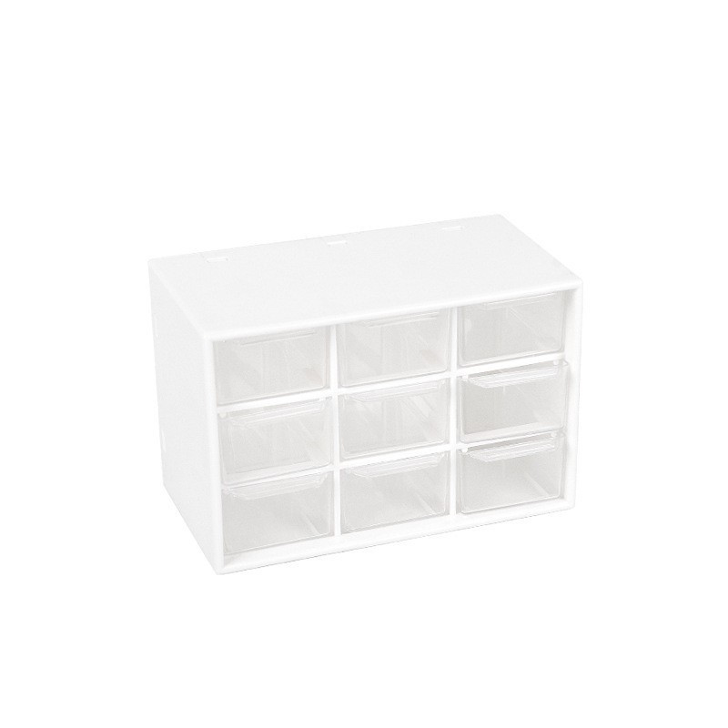 INS transparente tipo cajón Jiugongge estudiante cosméticos joyería rack de almacenamiento de cinta caja pequeña caja de almacenamiento de escritorio