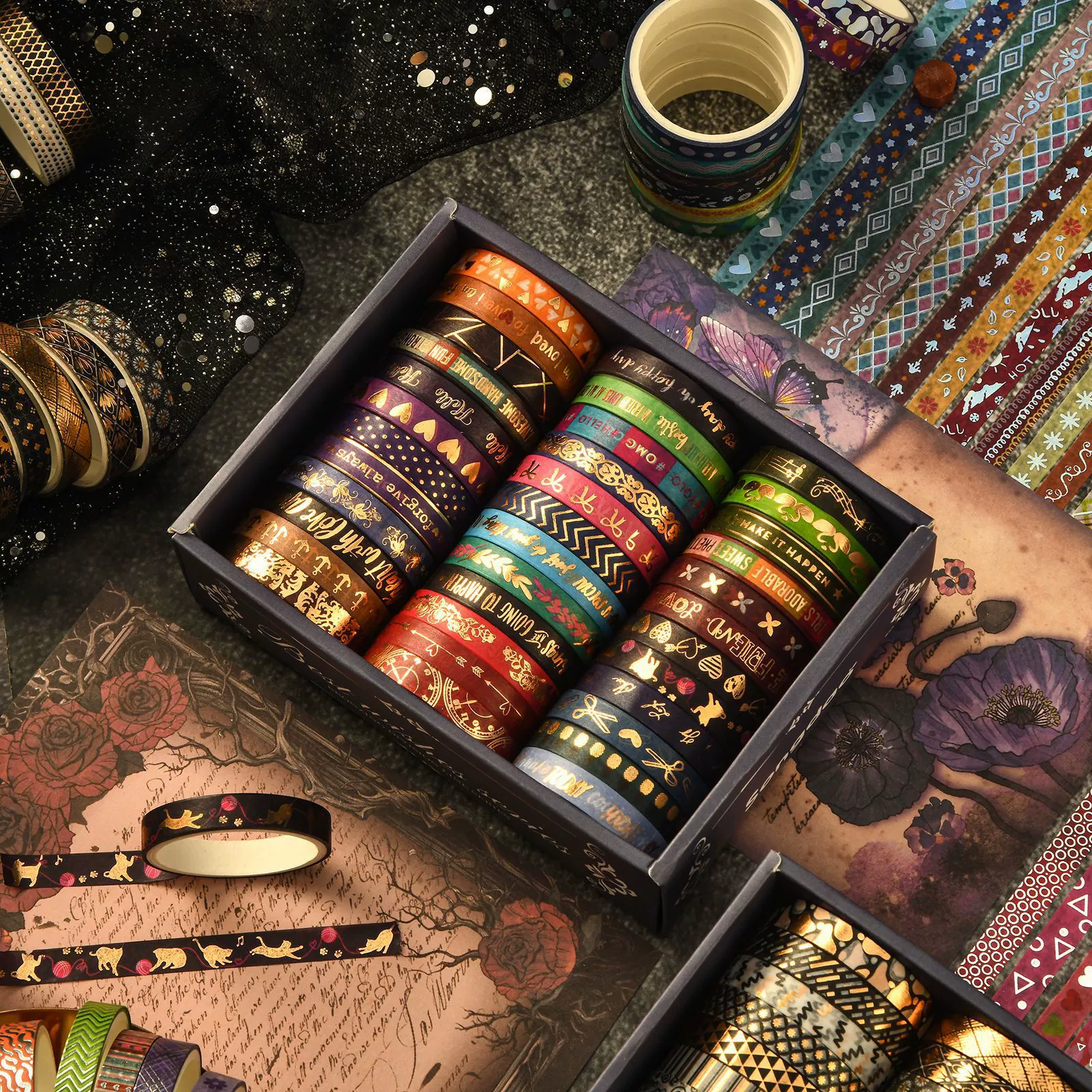 SDRT240715 серия сердечных слов, бронзовая и бумажная лента набор 36 рулонов 7MM трансграничный продукт ретро стиль