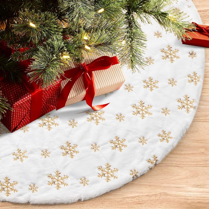 2025 クロスボーダークリスマスツリースカートホワイトクリスマスジャカードツリースカートクリスマスツリー装飾フロアマットクリスマスパーティーの装飾|undefined