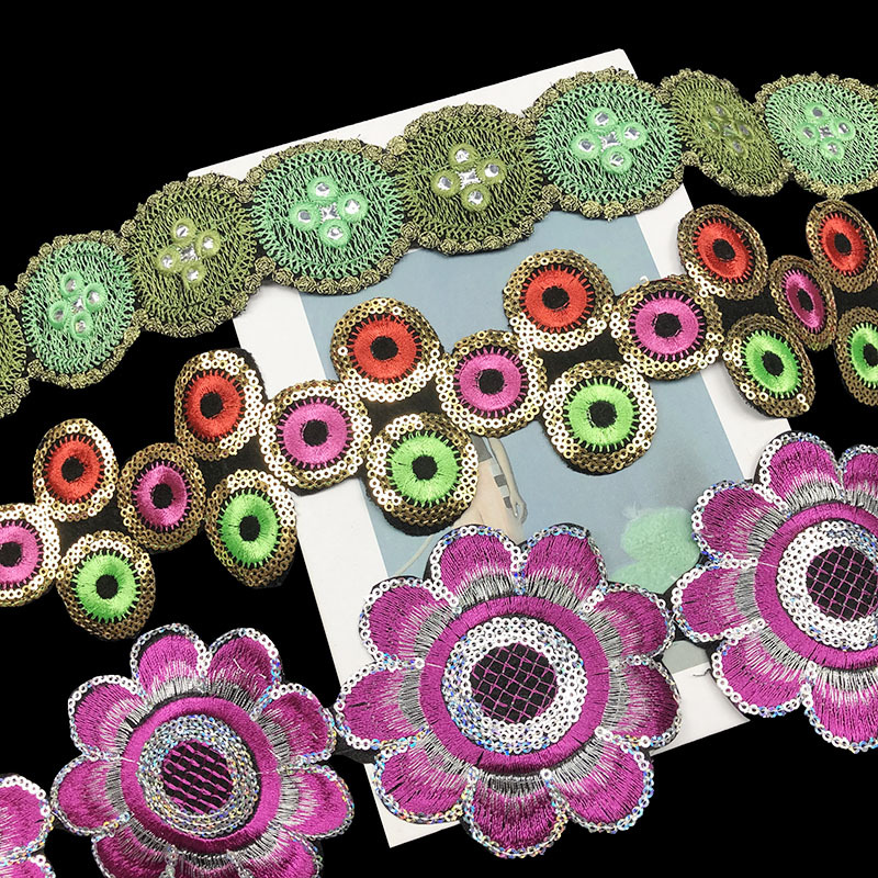 现货批发民族风背胶花边电脑提花织带边diy窗帘家纺服装花边辅料