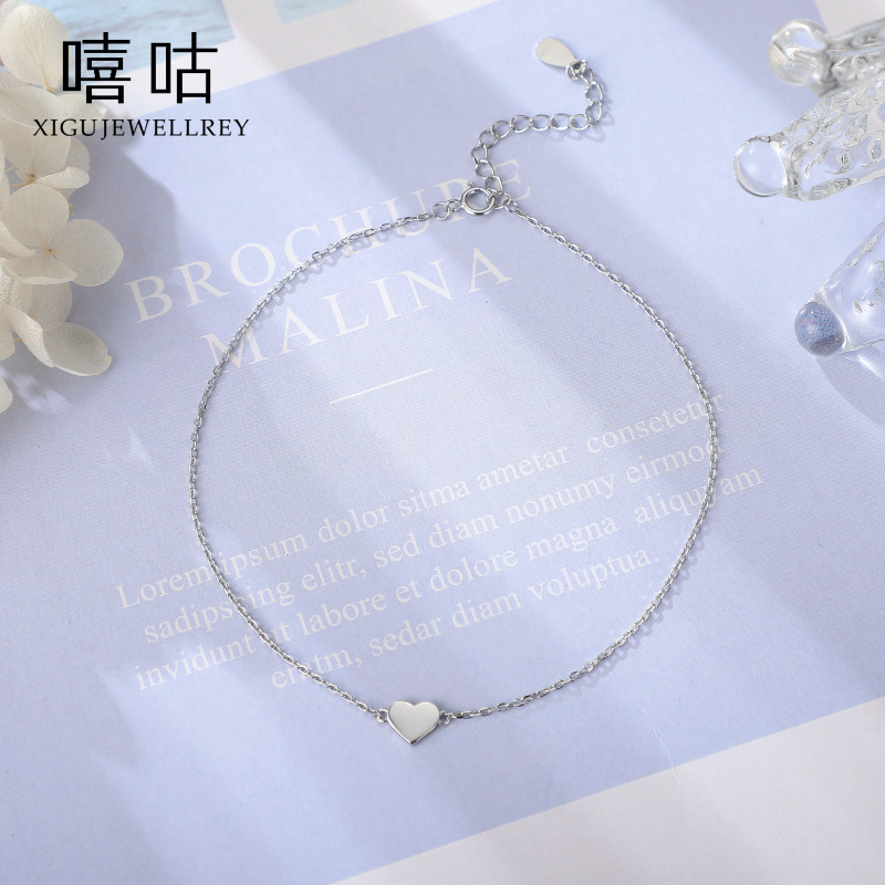 嘻咕H0036 爱心脚链女ins时尚简约冷淡风优雅甜美脚饰