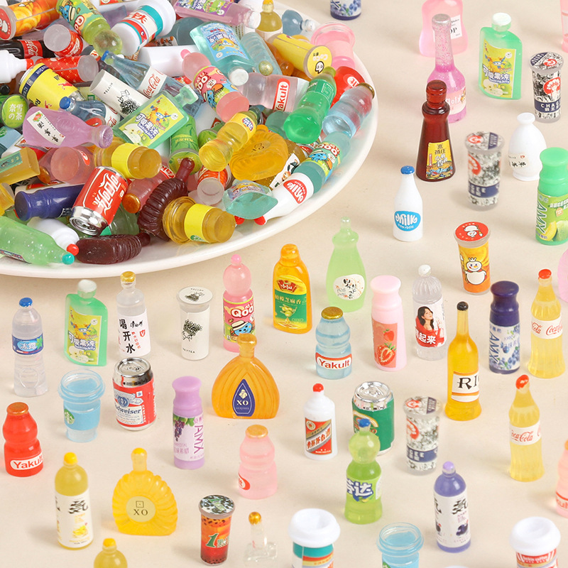 Mixed simulation miniature mini bottle food play beverage bottle resin accessories diy ornaments stereo bottle wholesale