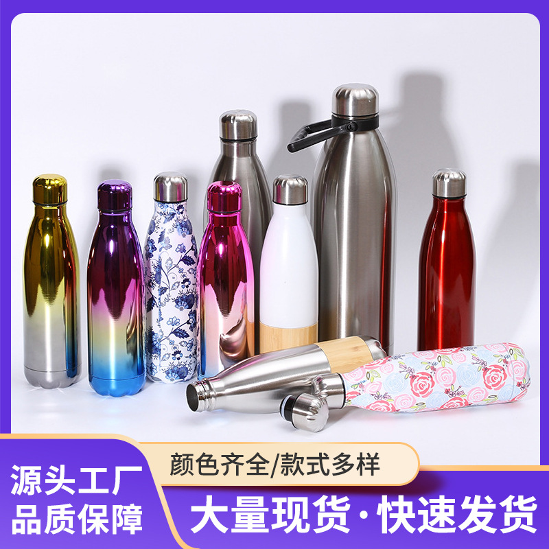 Al Aire Libre de acero inoxidable 304 termo taza creativa galvanoplastia de moda botella de Coca-coque portátil coche de equitación deportes botella de agua