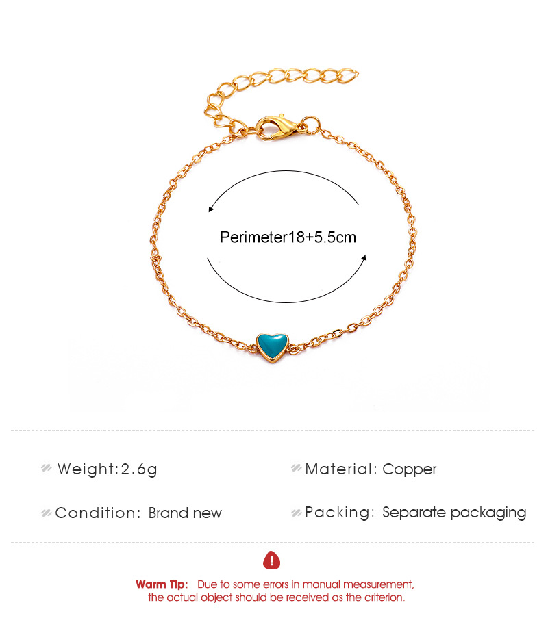 Korean Style Normcore Dripping Oil Heart Bracelet Internet Celebrity Minimalist Special-Interest Des