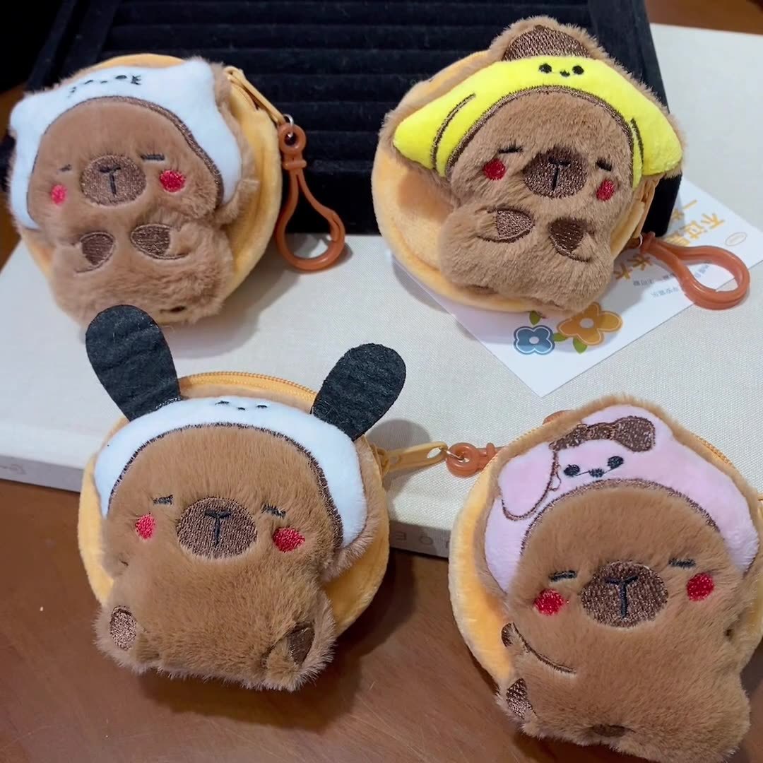 Nuevo lindo monedero de felpa Kapibala, bolso de capibara, colgante, auriculares, llavero de almacenamiento para hombres y mujeres, colgante