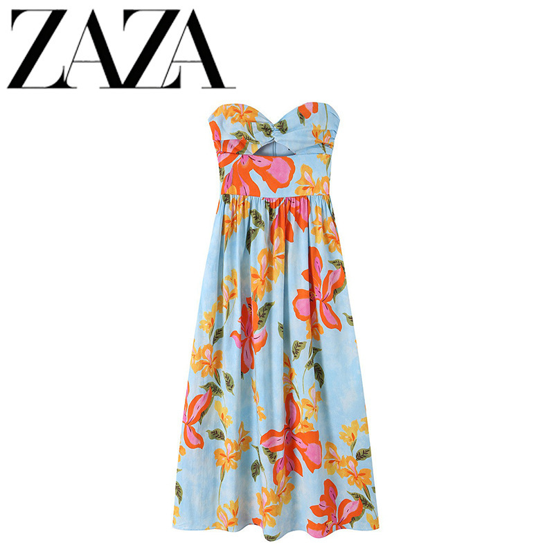 Zaza Self-Made European and American Style Wholesale Women's Clothing Fashionable Versatile Floral Poplin Midi Dress 2784316 Zaza Self-Made European and American Style Wholesale Women's Clothing Fashionable Versatile Floral Poplin Midi Dress 2784316