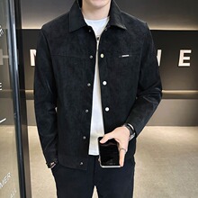 春秋季夹克男2025新款痞帅潮牌高级感翻领麂皮春装上衣服男士外套