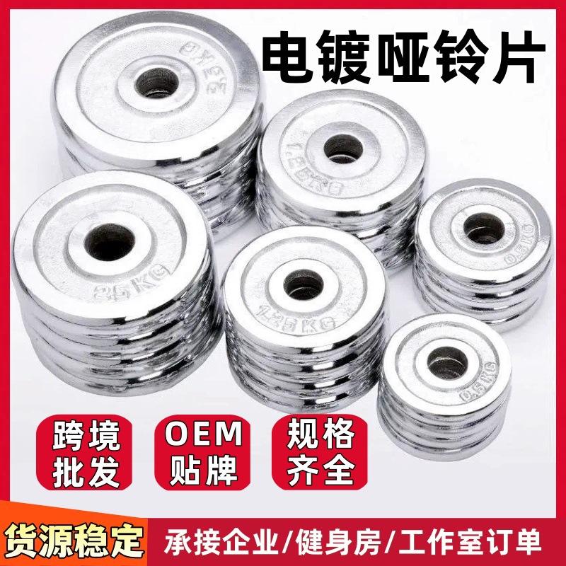 Full Iron Electroplated Dumbbell Small Hole 2.5cm 5kg Home Fitness Electroplated Metal Pure Iron Steel Solid Weight Lifting Plate