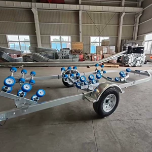 Hot-dip galvanized single-axle marine trailer, roller type trailer, suitable for fishing boats and small yachts