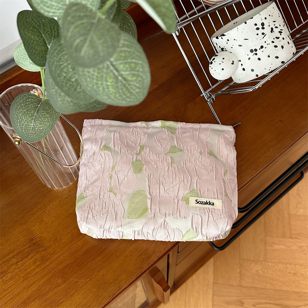 31075 Elegant embossed jacquard canvas small bag, ladies' handbag, clutch, toiletries storage bag, makeup bag undefined