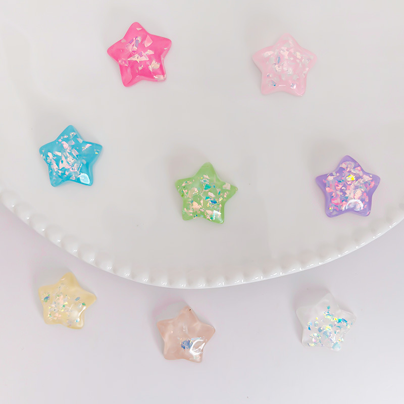 Ice Transparent Sequin Color Foil Water Ripple Five-pointed Star Resin Accessories Mobile Phone Case Hole Shoes Hairpin Earrings Jewelry Patch