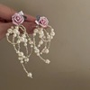 Silver needle, crystal from pearl, retro fresh cute advanced earrings, European style, light luxury style, high-quality style