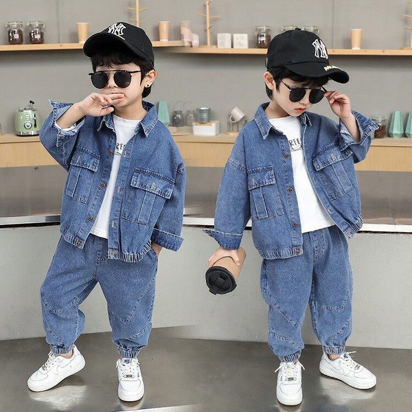 denim children's solid color set for boys