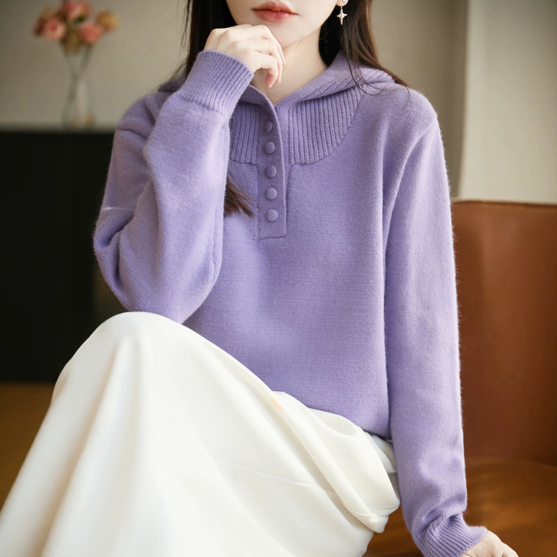Single-breasted, chic and durable, high collar to accentuate the neck line, knitted, skin-friendly, women's autumn and winter commuter elegant blouse Single-breasted, chic and durable, high collar to accentuate the neck line, knitted, skin-friendly, women's autumn and winter commuter elegant blouse