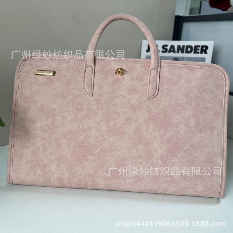 Pink Pu Laptop Bag for Women 14inch Simple Notebook Protective Cover for Commuting and Business Use Portable Bag