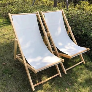 Wholesale Internet Celebrity Beech Wood Striped Oxford Cloth Outdoor Courtyard Lazy Person Can Lie down for Nap Nap Beach Chair Folding Chair