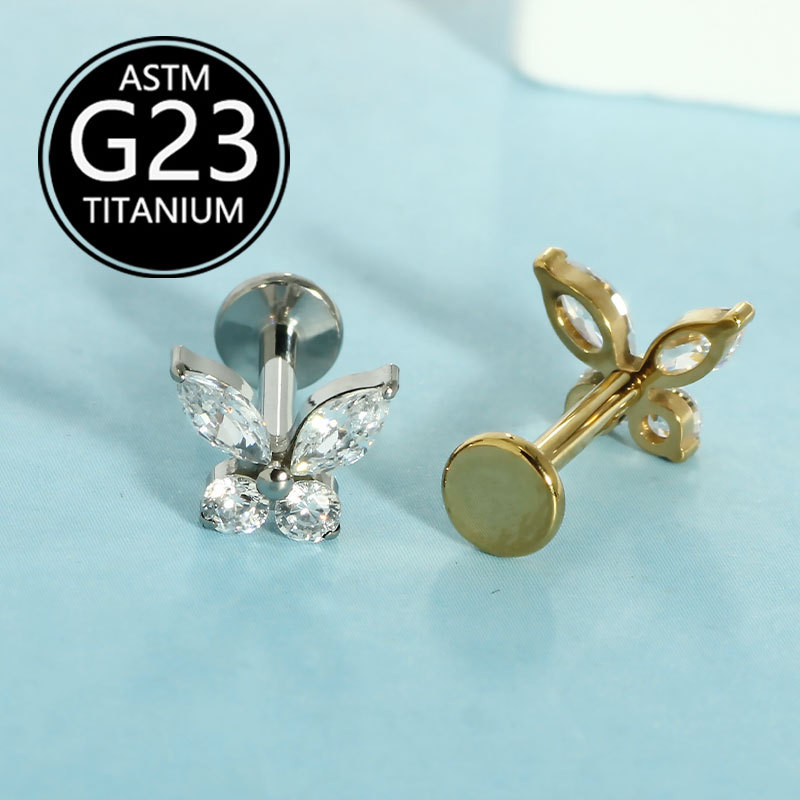 Pointed titanium steel lip stud product view