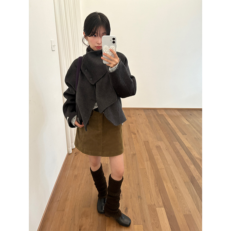 Clearance No Returns Scarf Double-Sided Wool Coat Women's 2025 Winter High-End Woolen Short Jacket 101