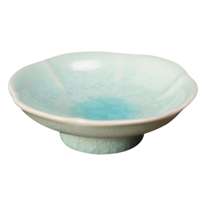 Chinese-style Ceramic Snack Plate Household Dried Fruit Candy Plate Pastry Plate Restaurant Tea Room Furnace Tea Snack Tray