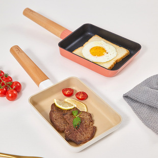 Yuzi Non-stick Pan Square Steak and Egg Pan Breakfast Pan Ceramic Pan Maifanite Household Thick Egg Pan