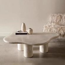 侘寂风天然大理石茶几客厅家用设计师北欧异形云朵创意艺术矮桌子