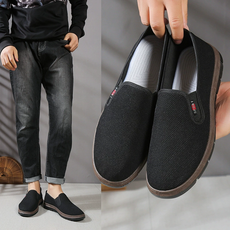 Производитель оптовая мужская обувь 2024 весна лето новая старая пекинская тканевая обувь дышащая одна педаль черная повседневная тканевая обувь