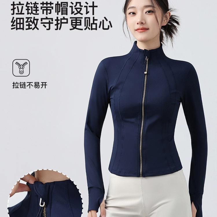 Autumn and Winter Slimming Look Yoga Clothing Jacket Tops for Women Quick-Drying Outdoor Sports Running Pilates Fitness Clothing Slim Stand Collar