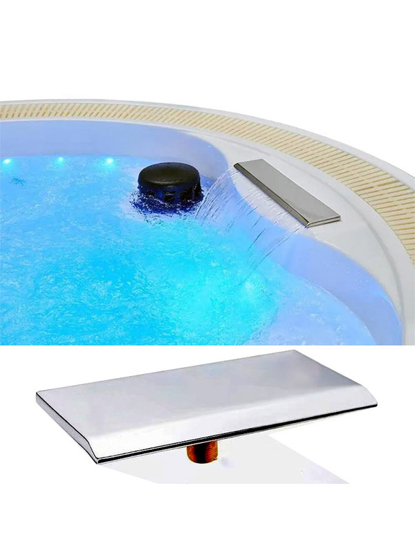 Bathtub Waterfall Faucet Edge-Mounted Stainless Steel Outlet Pool Hot Spring Soaking Pool Edge Countertop Inlet Water Outlet