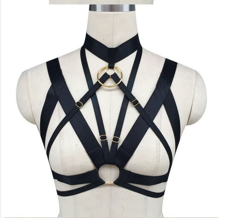 Harness, black bra, elastic bullet, underwear, lifting effect, Gothic