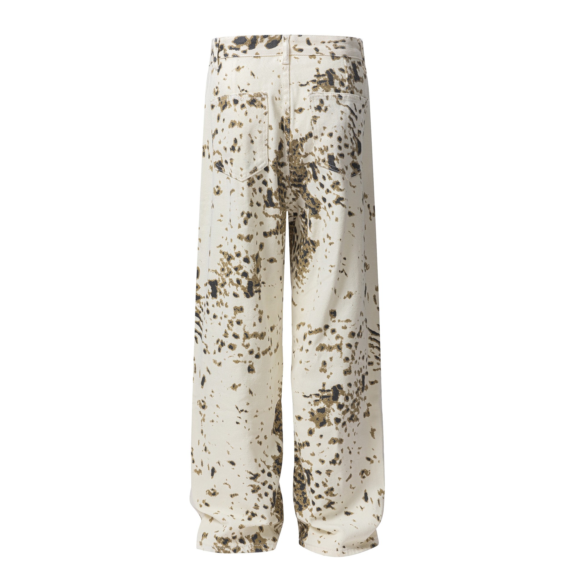 Jean homme imprimé léopard coupe large style urbain décontracté_voghion.com