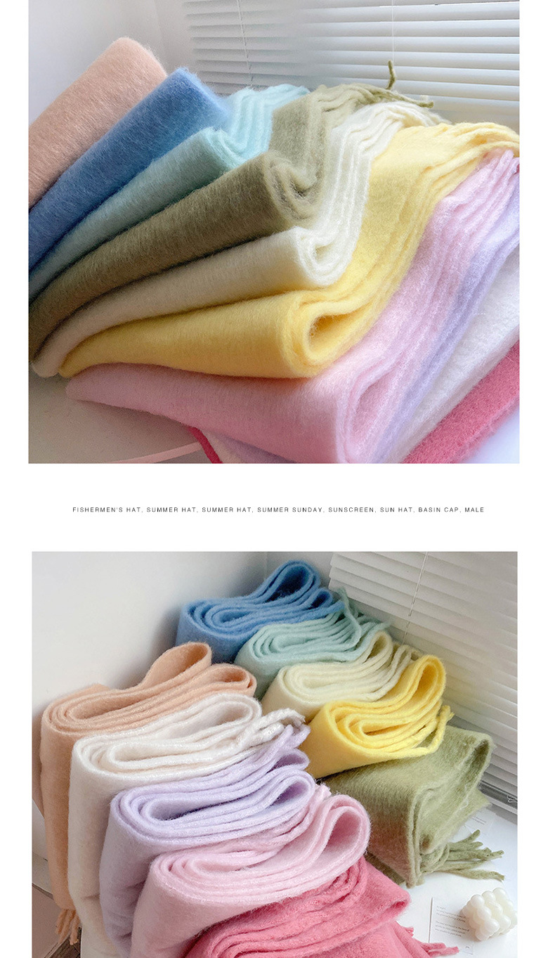 Fluffy Solid Scarf For Women Warm Winter Cashmere Style Shawl_voghion.com